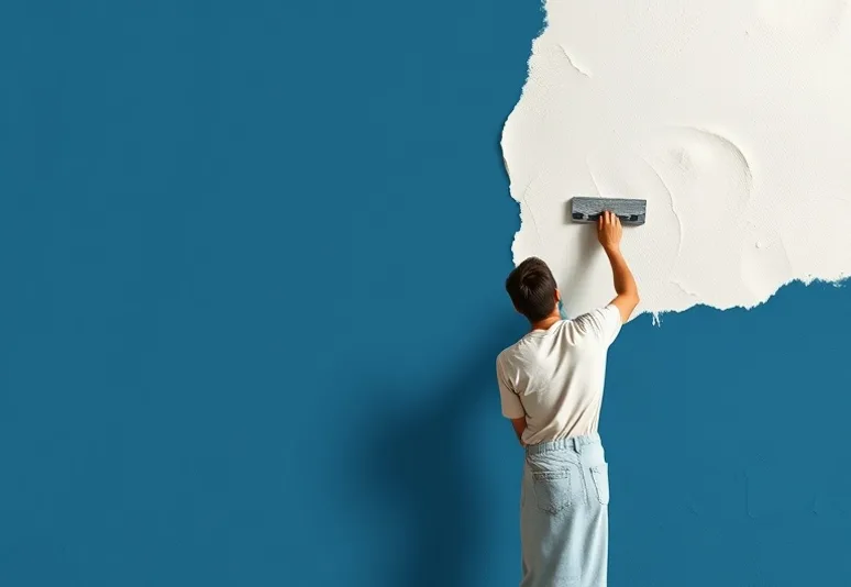 Application d'un enduit décoratif à la lisseuse sur un mur